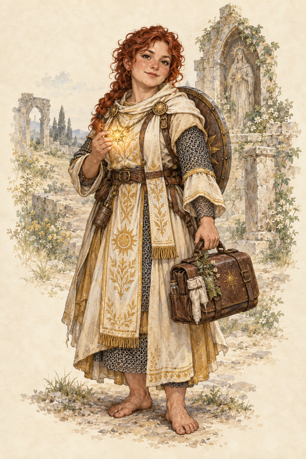 Halblings-Klerikerin mit Sonnenamulett