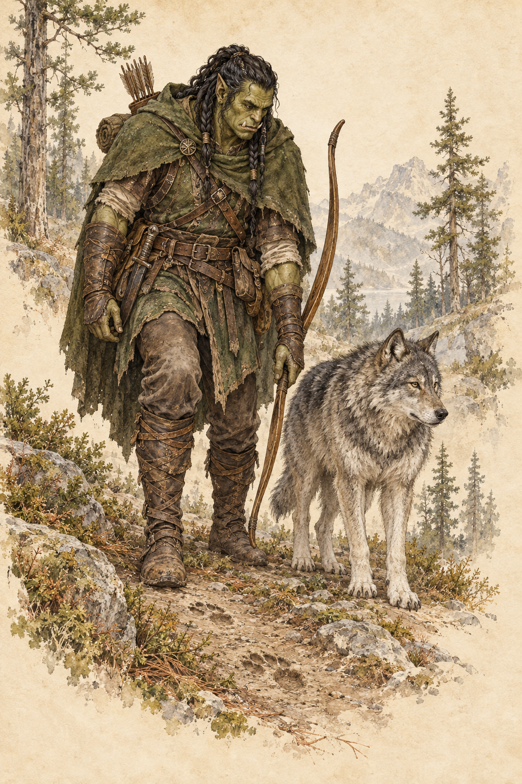 Orkischer Waldläufer mit Wolf